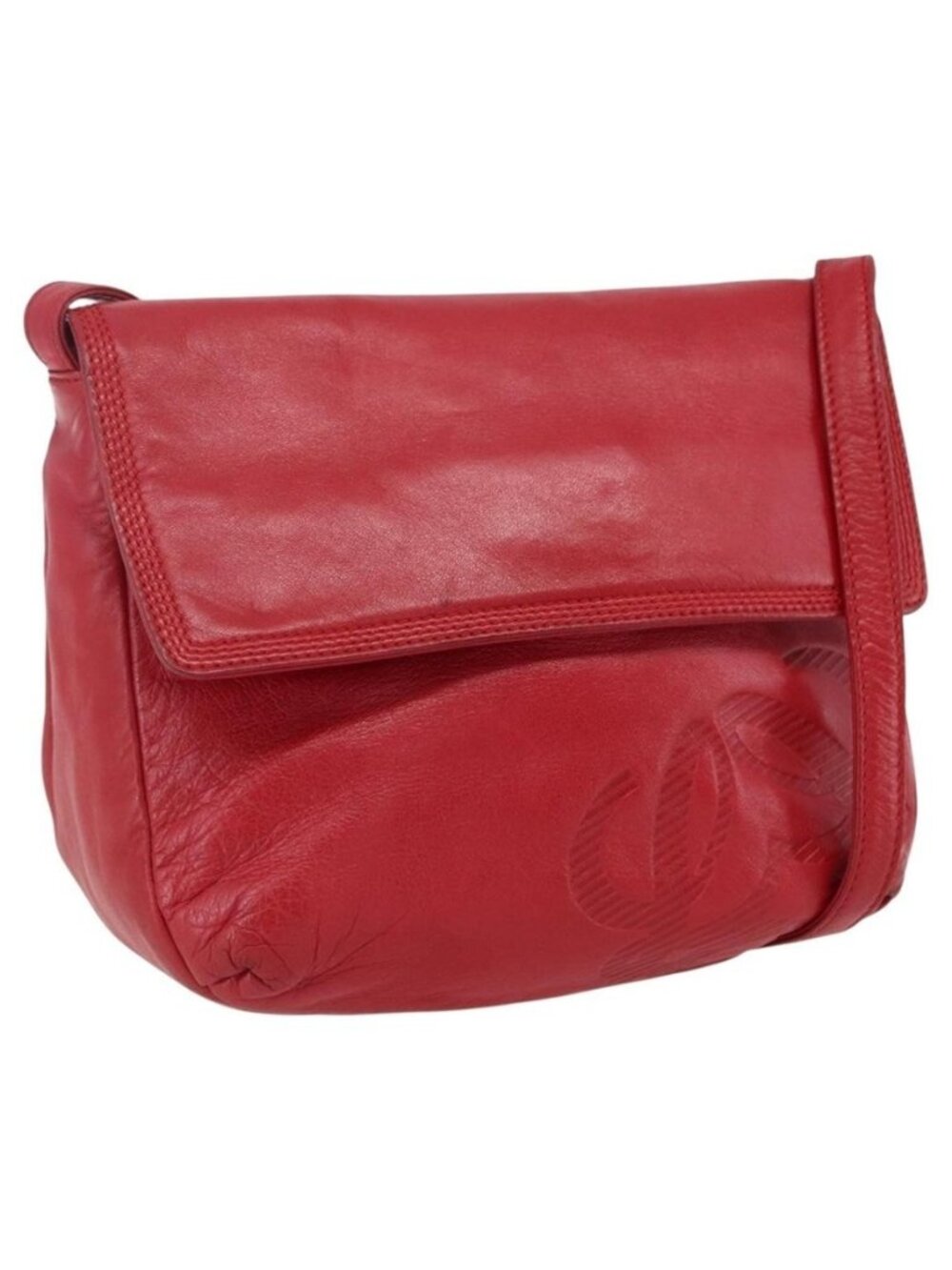 Authentic LOEWE Anagram Shoulder Bag Leather Red Gold